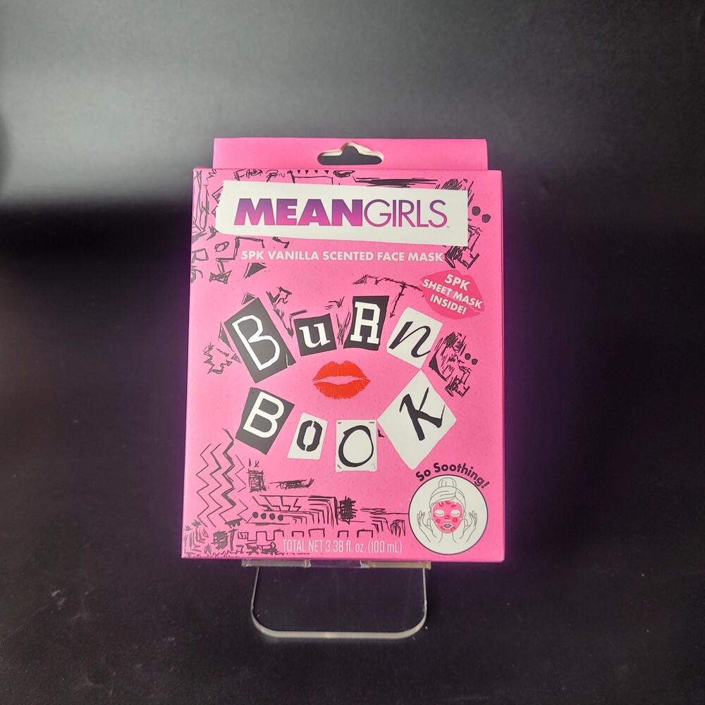 Mean Girls Pink Burn Book 5 Pack Vanilla Scented Face Mask Lindsay Lohan NIB